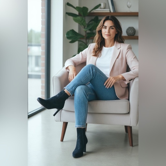 Aquatalia Black Calf Hair & Patent Ankle Boots Size 8 - Picture 3 of 16